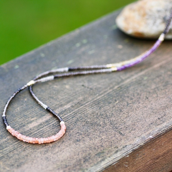 Citrine Amethyst Sunstone Wrap Bracelet Convertible Necklace 14k Gold Filled - Picture 6 of 7